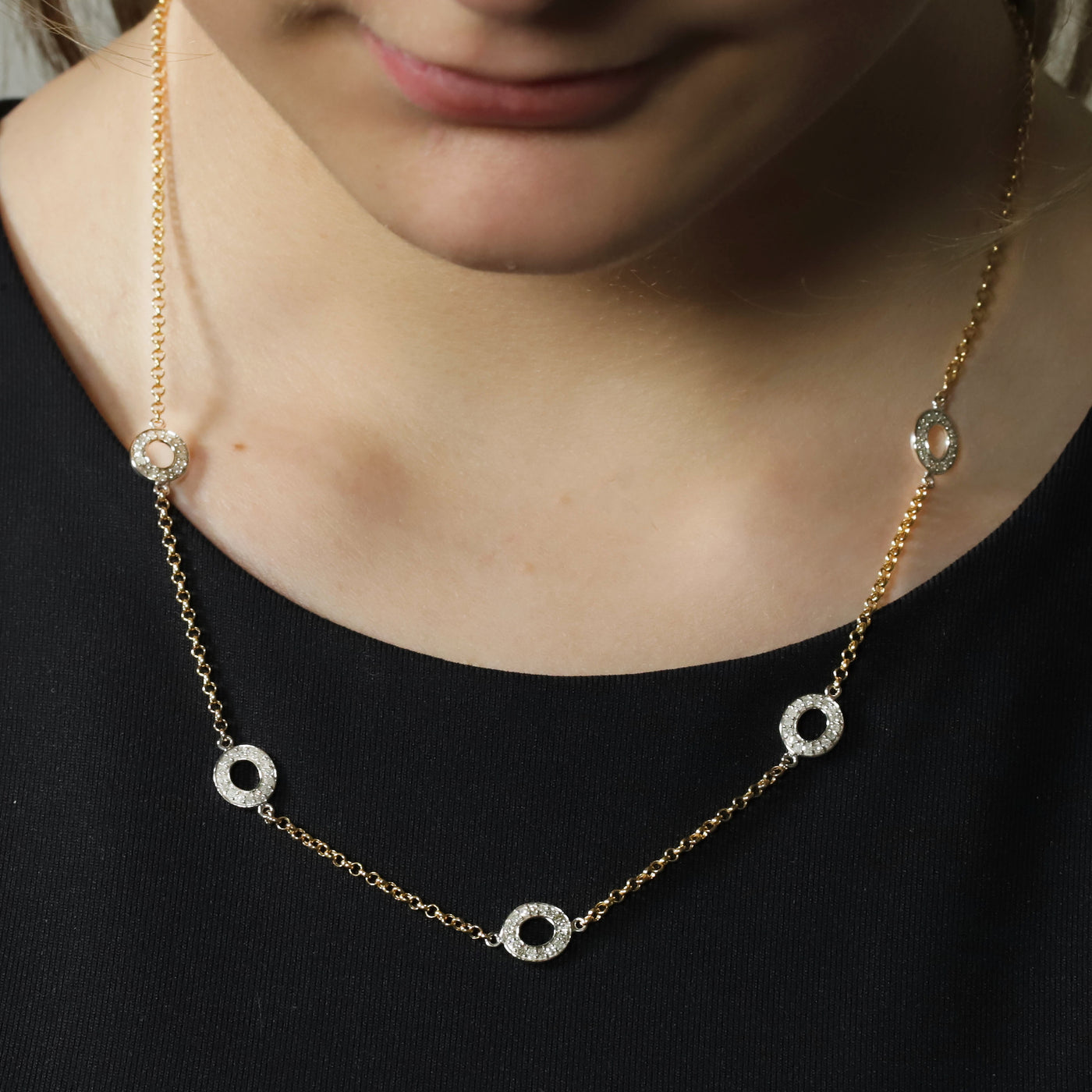 Circles of Diamonds on Station Necklace