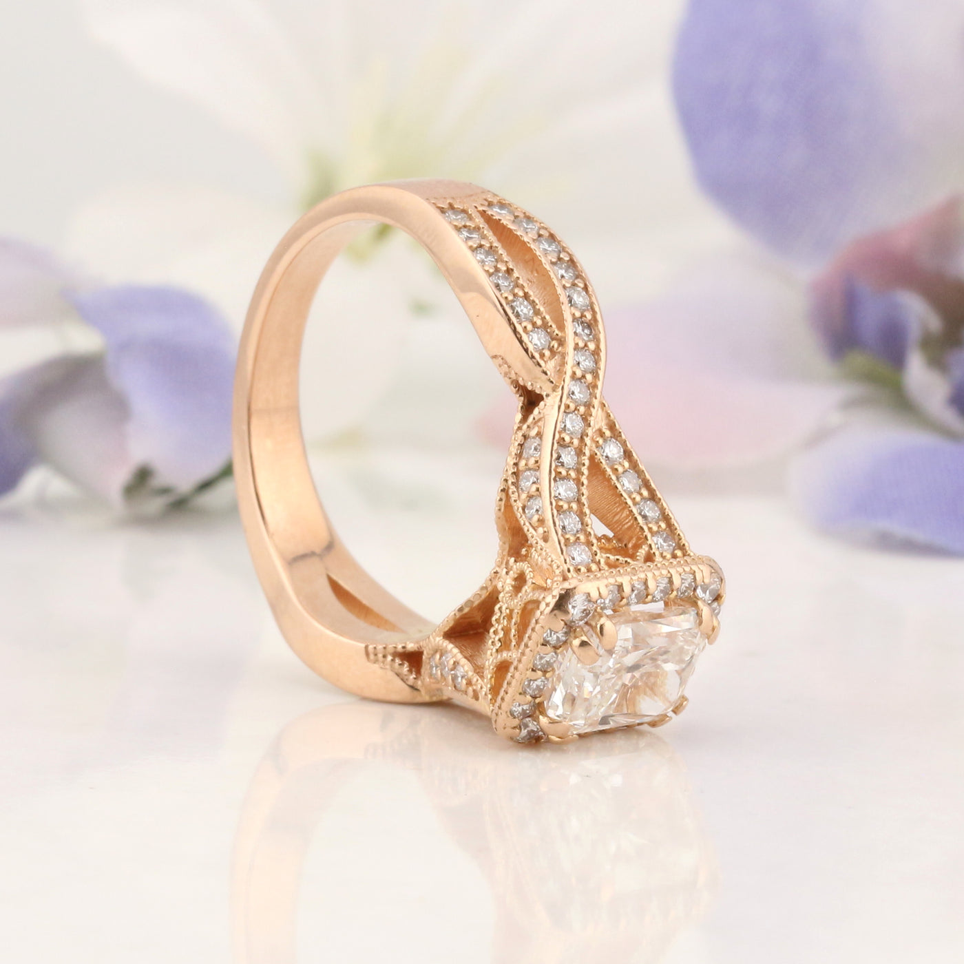 Rose Gold Radiant Cut Diamond Ring
