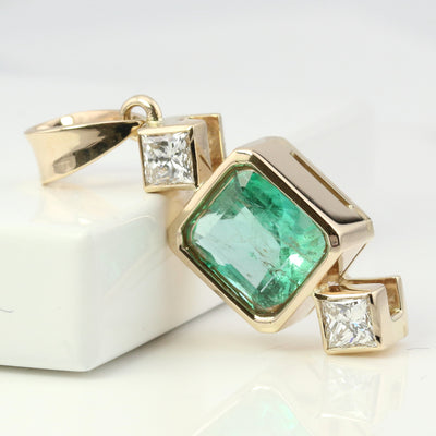Emerald & Diamond Drop Pendant