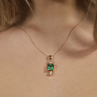 Emerald & Diamond Drop Pendant