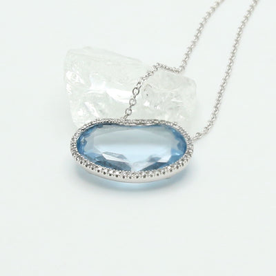Blue Topaz & Diamond Pendant
