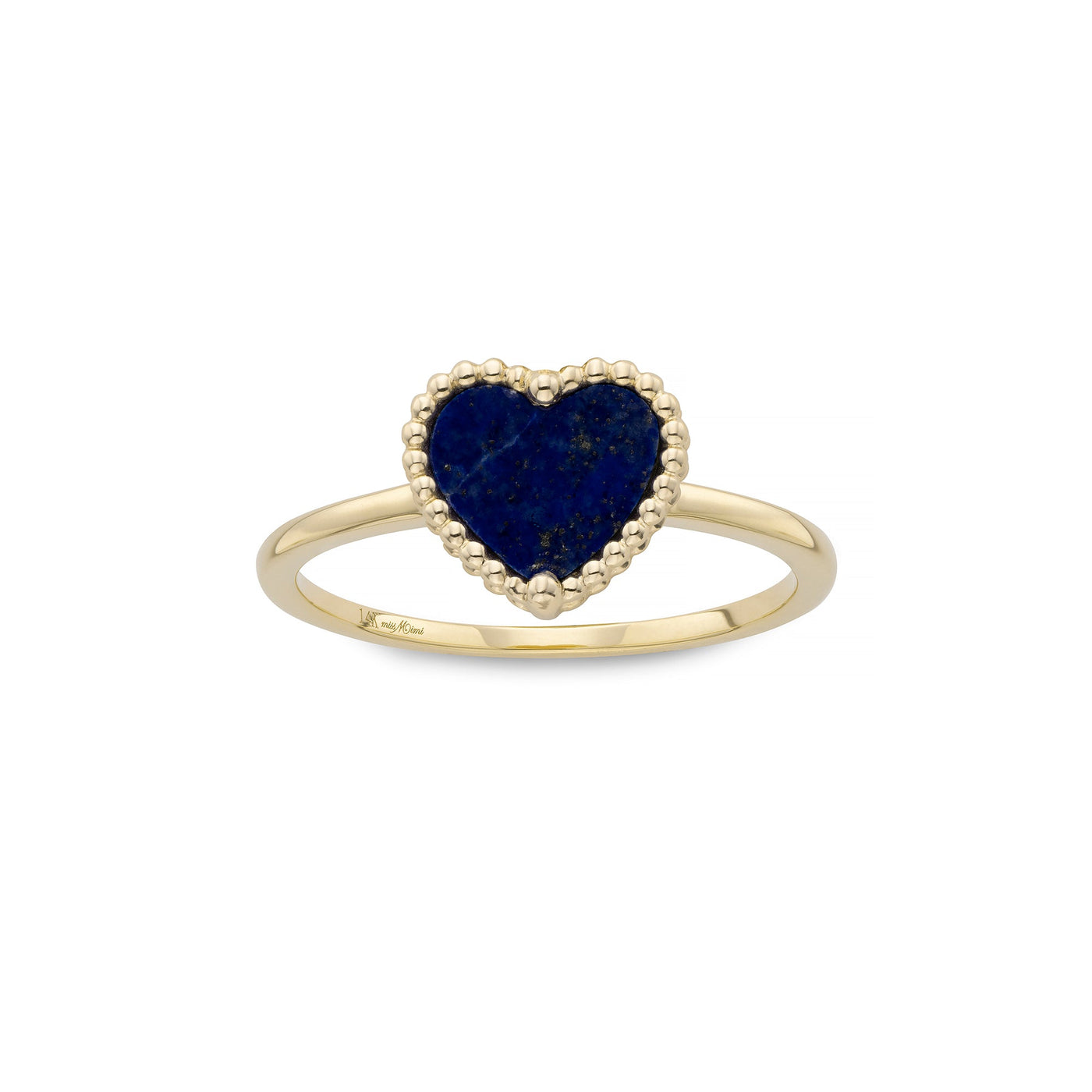 Beaded heart lapis ring