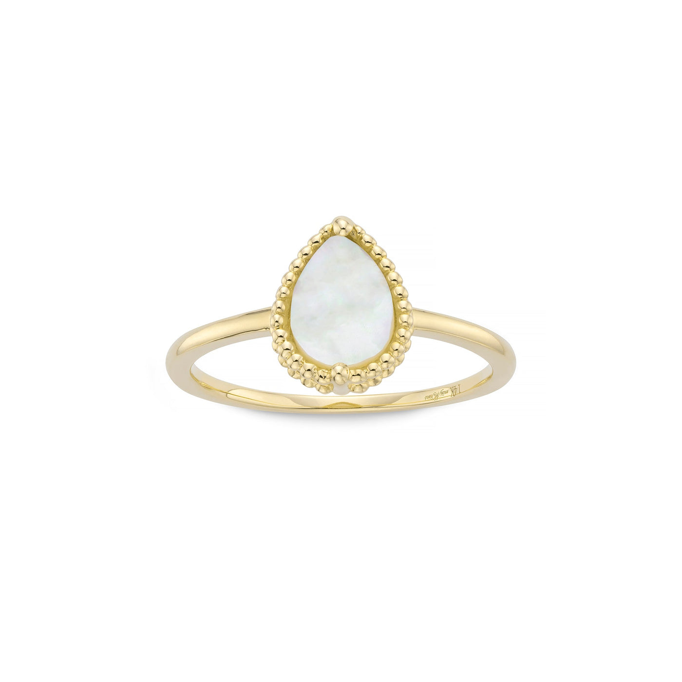 Beaded pear mother of pearl ring