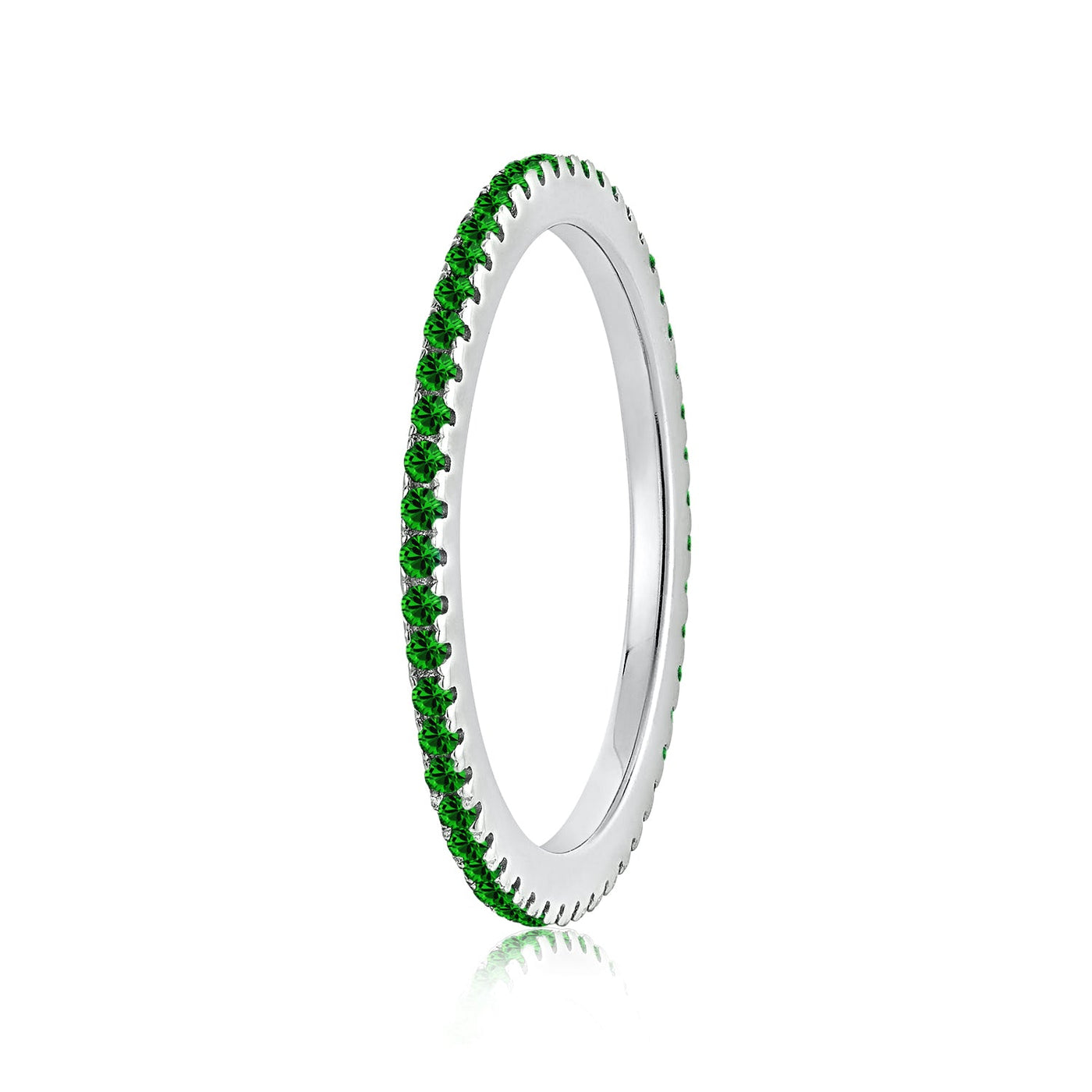 Green Eternity Stackable Ring in White