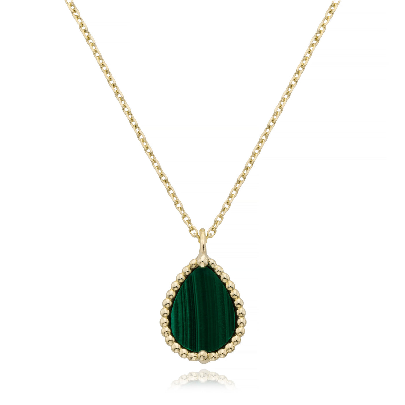 Beaded pear malachite necklace