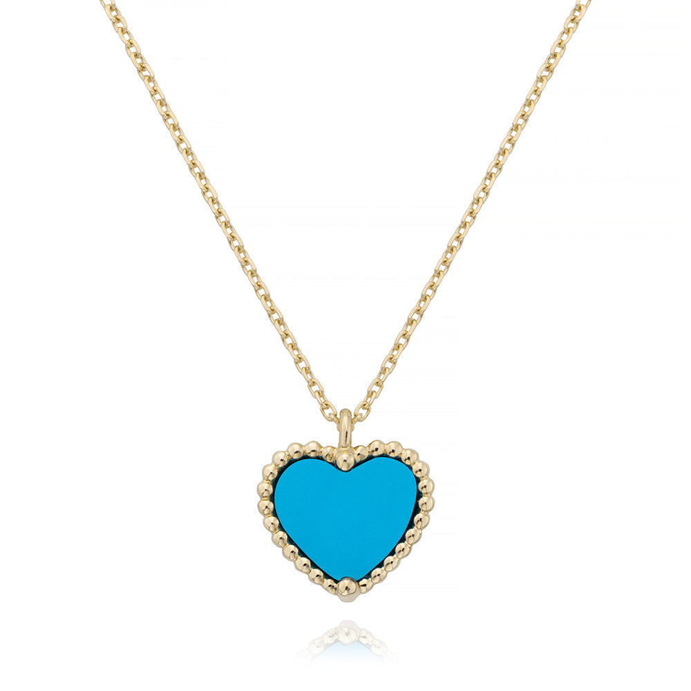 Beaded heart turquoise necklace