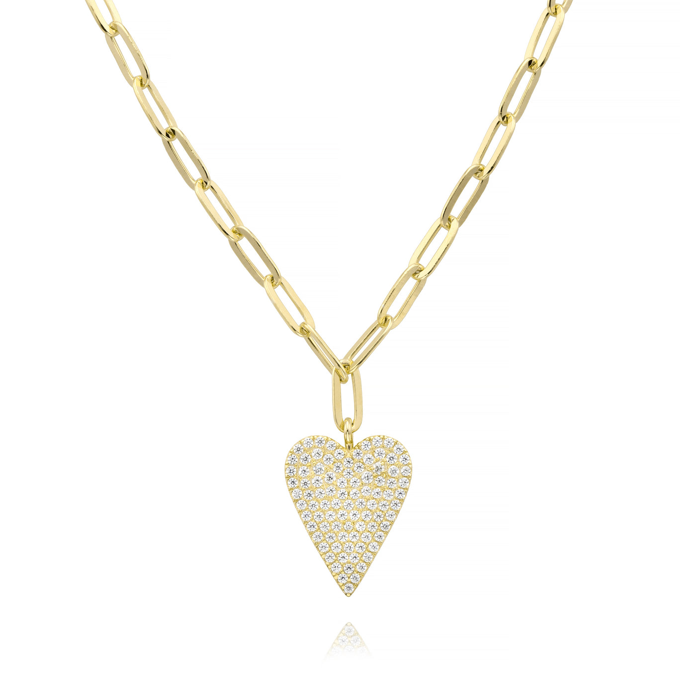 Large Sharp Heart Necklace in Yellow