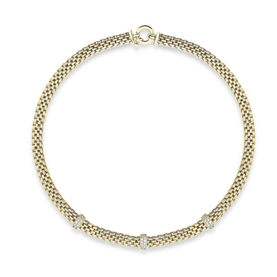 Flexible intertwined link necklace with 3 bar pave - Miss Mimi