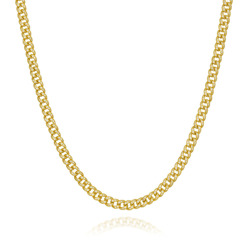 Fancy Cuban Link Necklace in Yellow