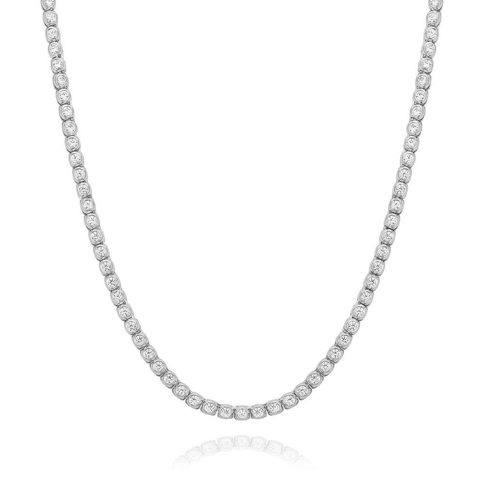 2.5mm Blue Bezel Necklace in White