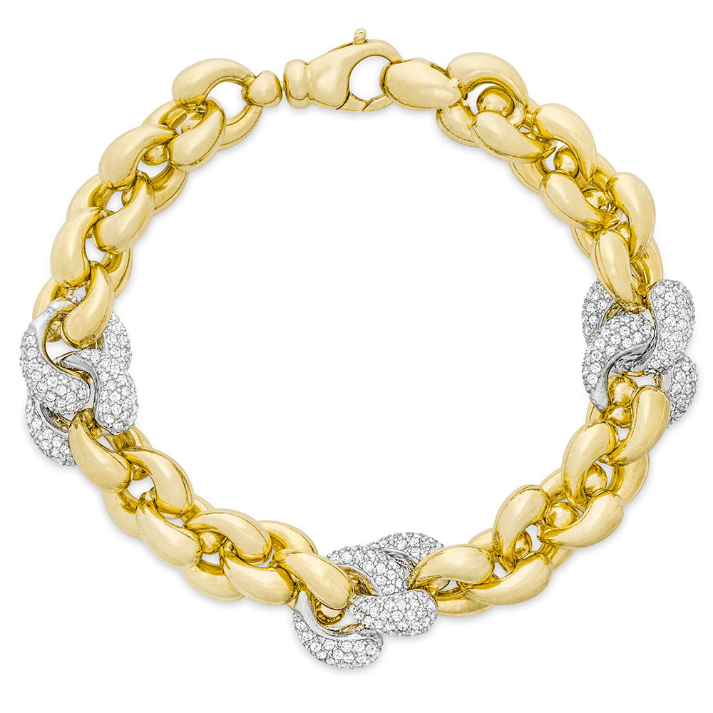 Heart Link Bracelet in Yellow & White