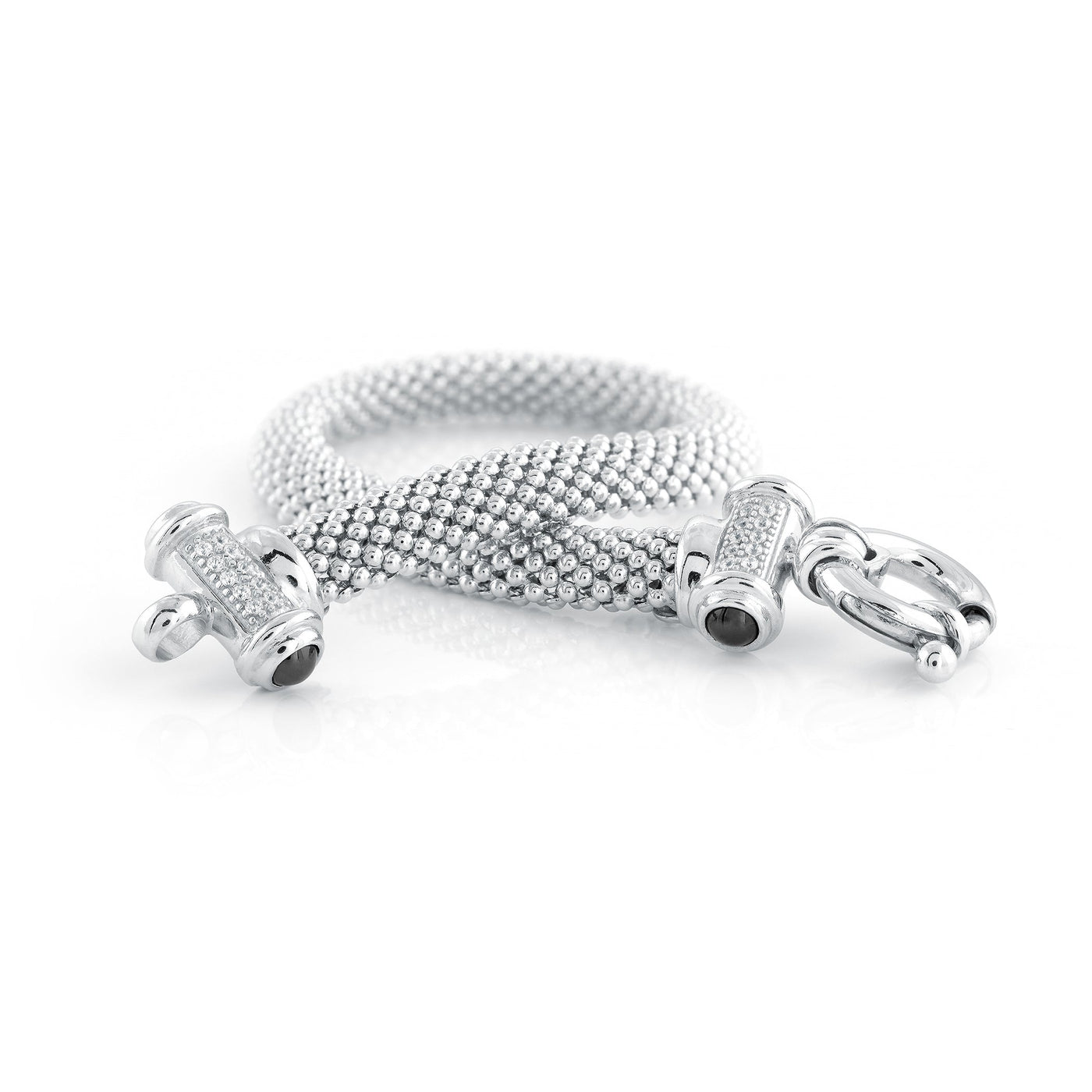 Mesh Bracelet With Round Buckle in White