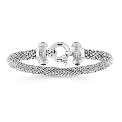 Mesh Bracelet With Round Buckle in White