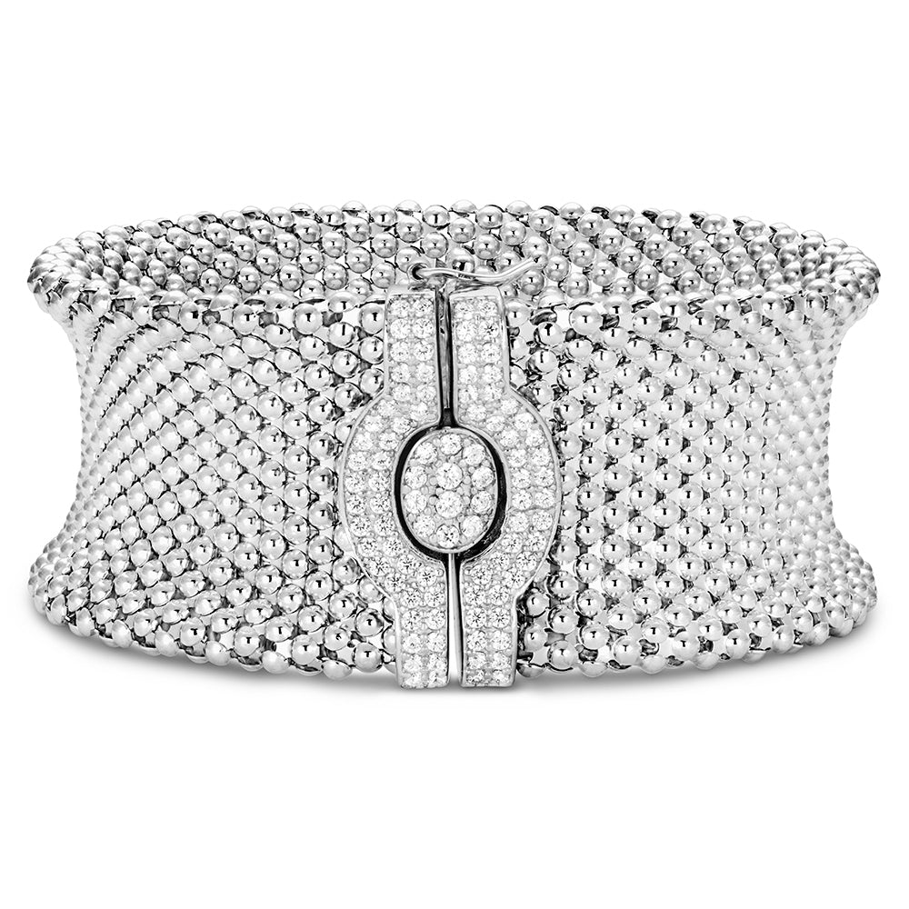 Mesh Reverse Cuff Bracelet in White