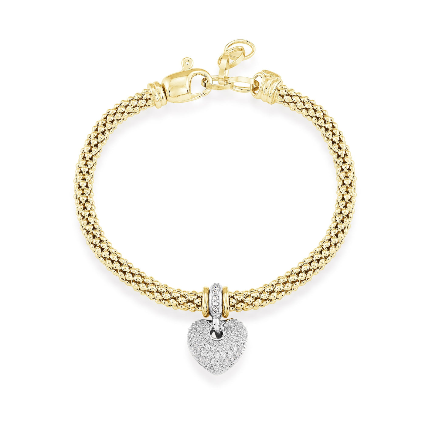 Mesh bracelet with puffed pave heart - Miss Mimi