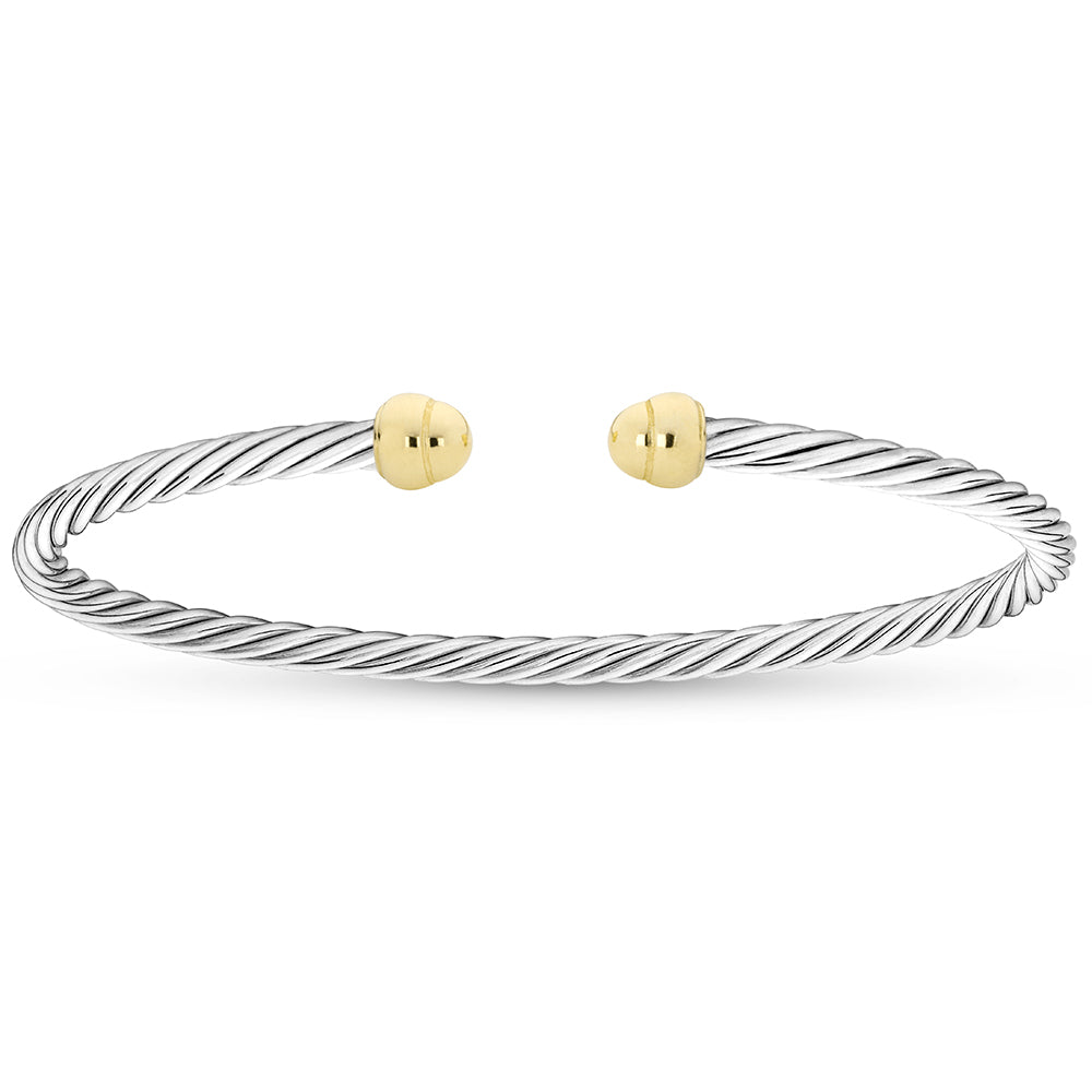 Classic Mini Twist Bangle in White & Yellow