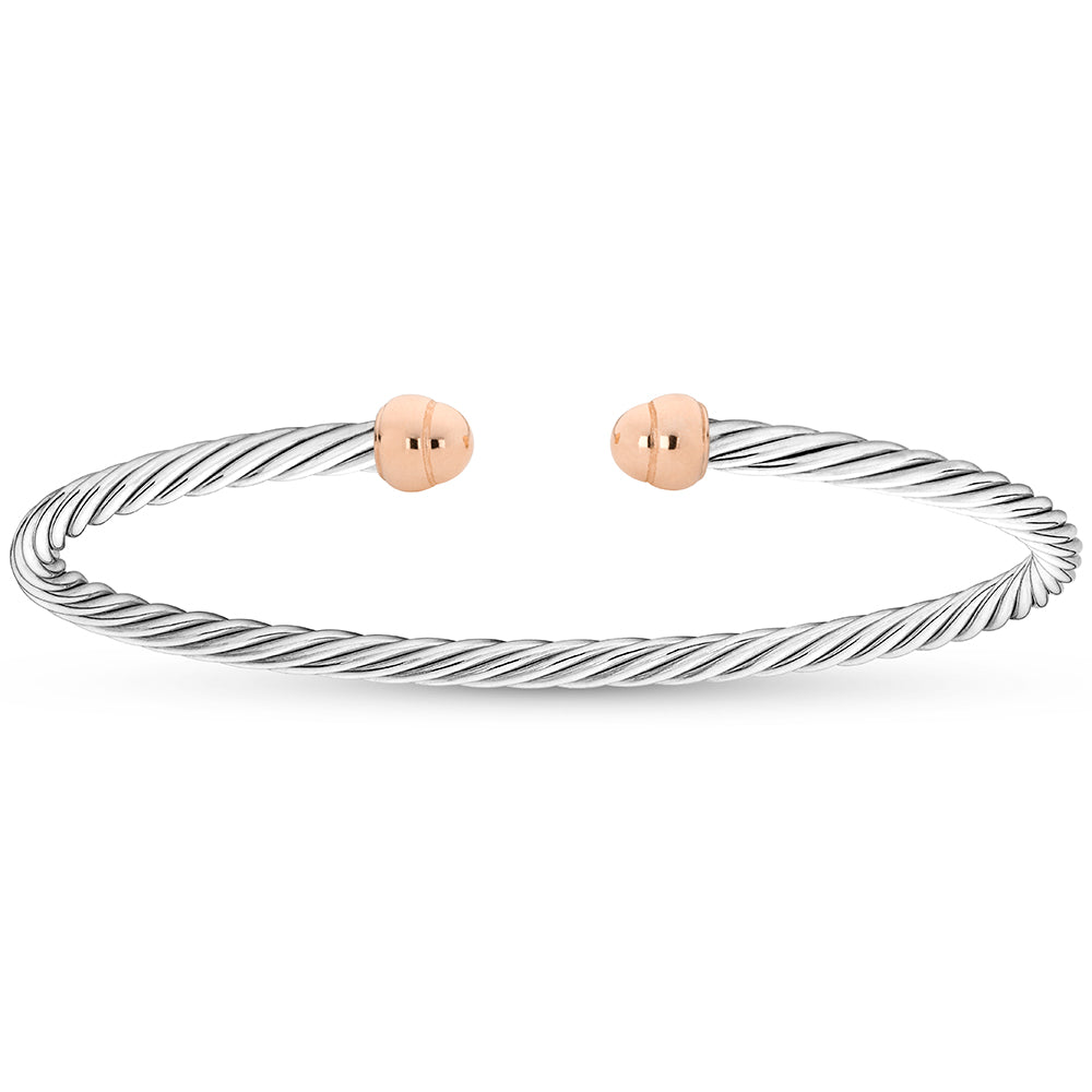 Classic Mini Twist Bangle in White & Rose