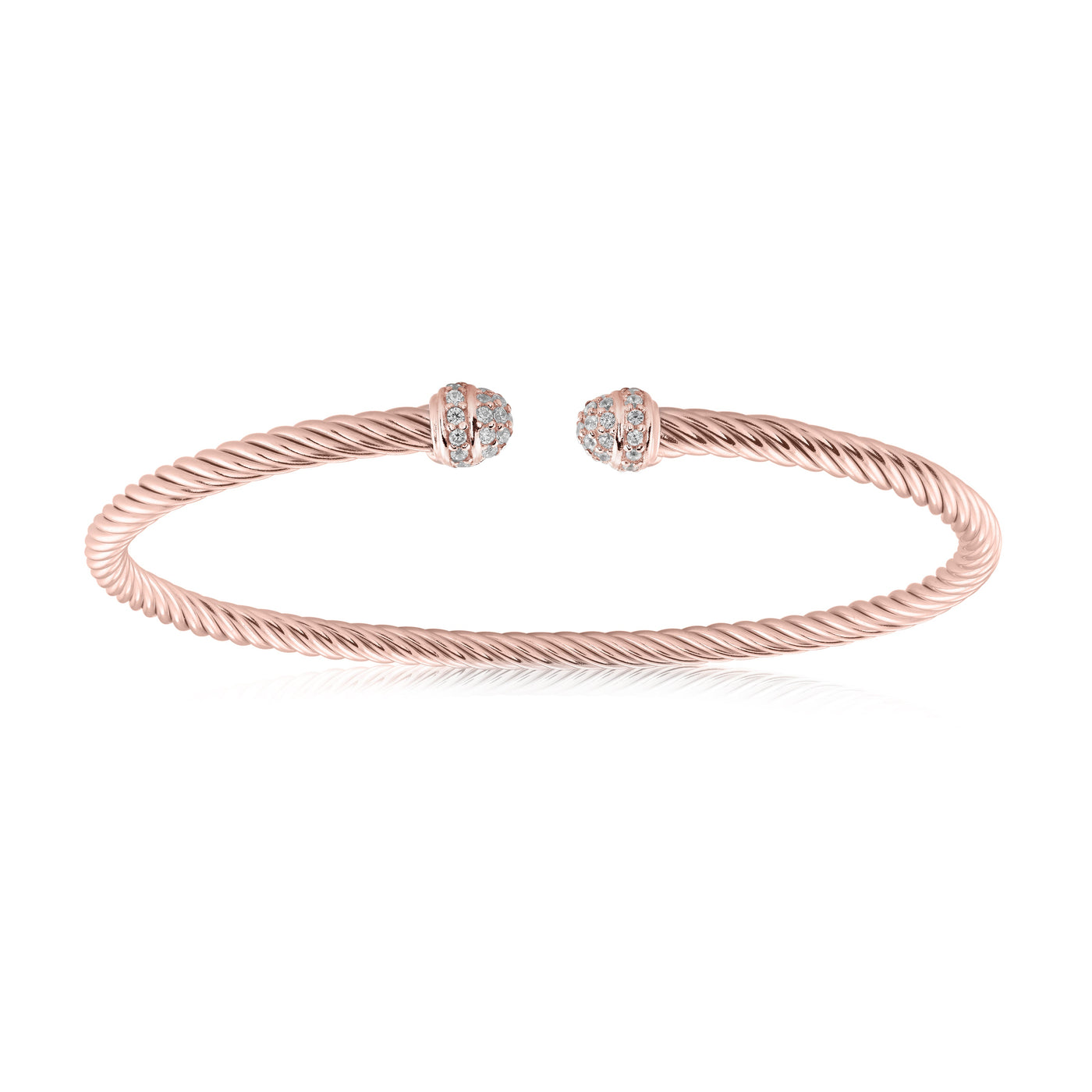 Pave Mini Twist Bangle in Rose