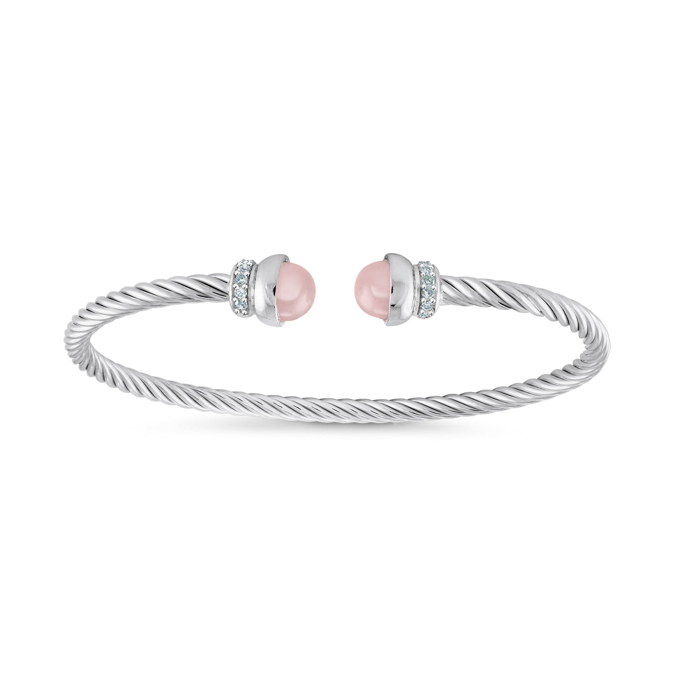 Rose Quartz Twist cable bangle - Miss Mimi