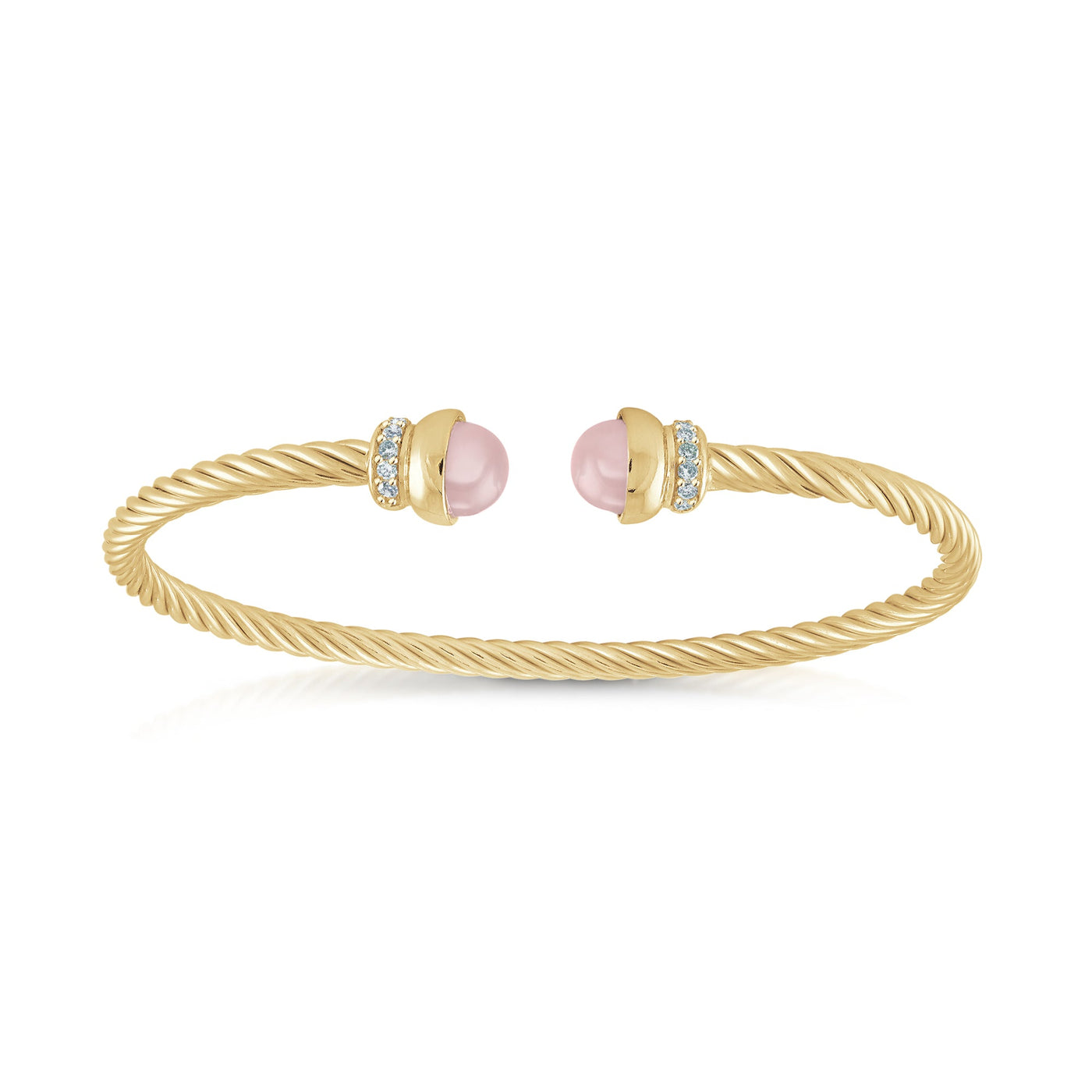 Rose Quartz Twist cable bangle - Miss Mimi