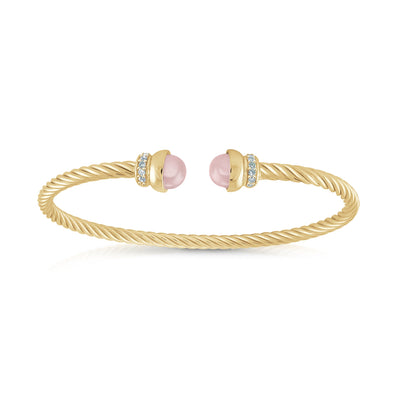 Rose Quartz Twist cable bangle - Miss Mimi