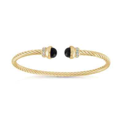 Black Onyx Twist cable bangle - Miss Mimi