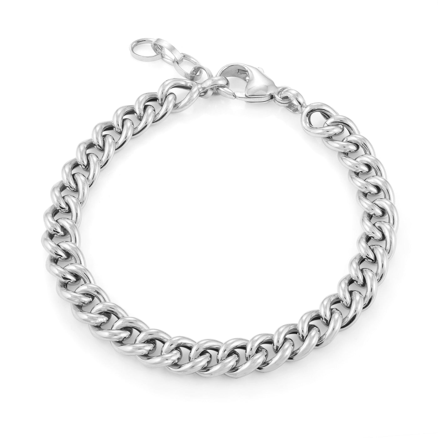 Rounded Cuban Link Bracelet in White