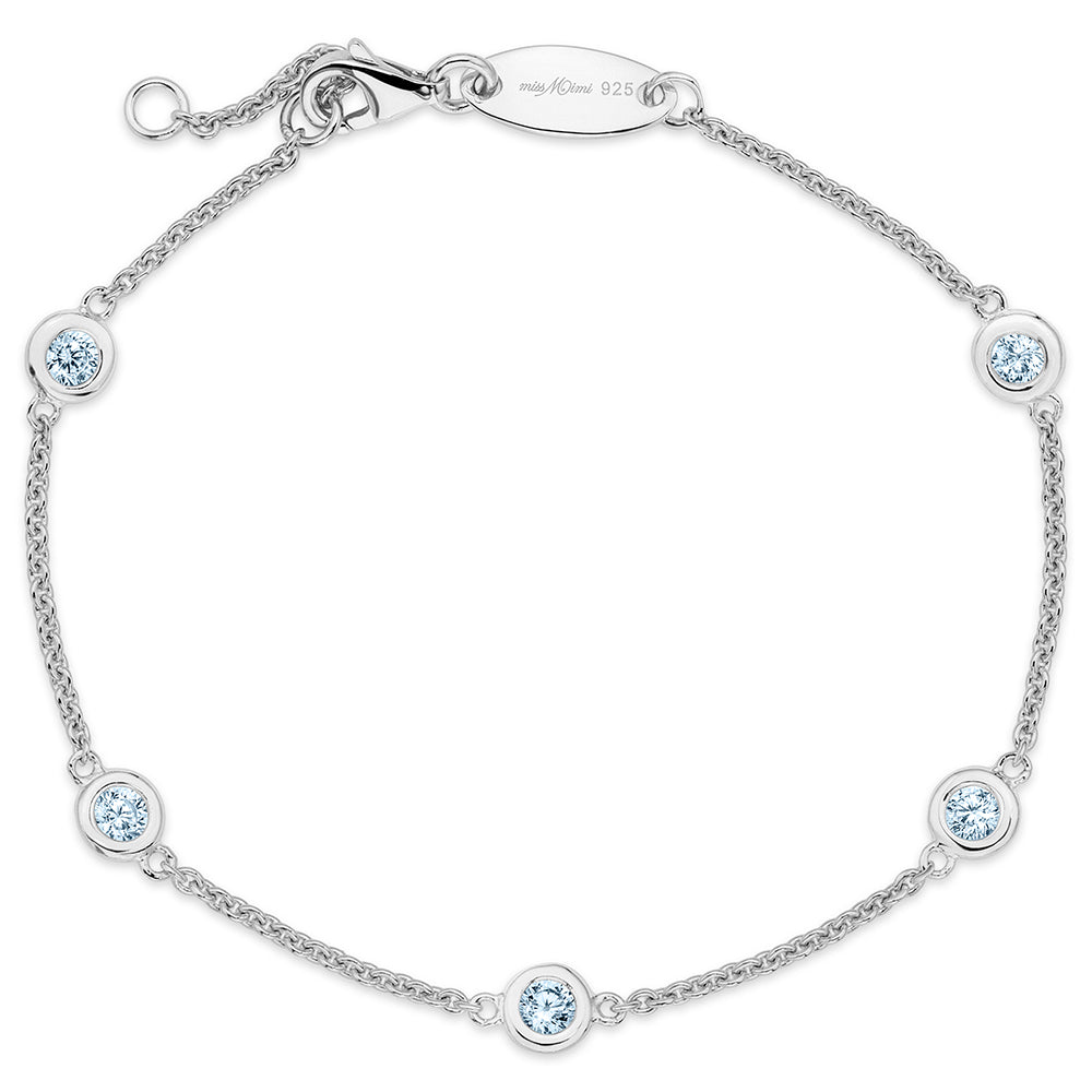 Diamond by the Yard Bracelet in White, Baby Blue Stones