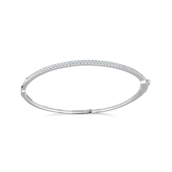 Half Pave Bangle in White