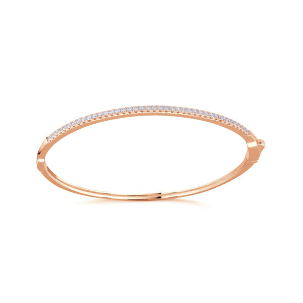 Half Pave Bangle in Rose