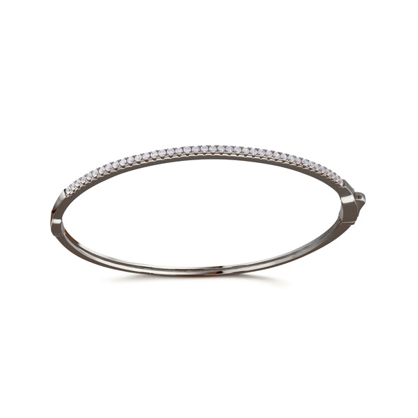 Half Pave Bangle in Black