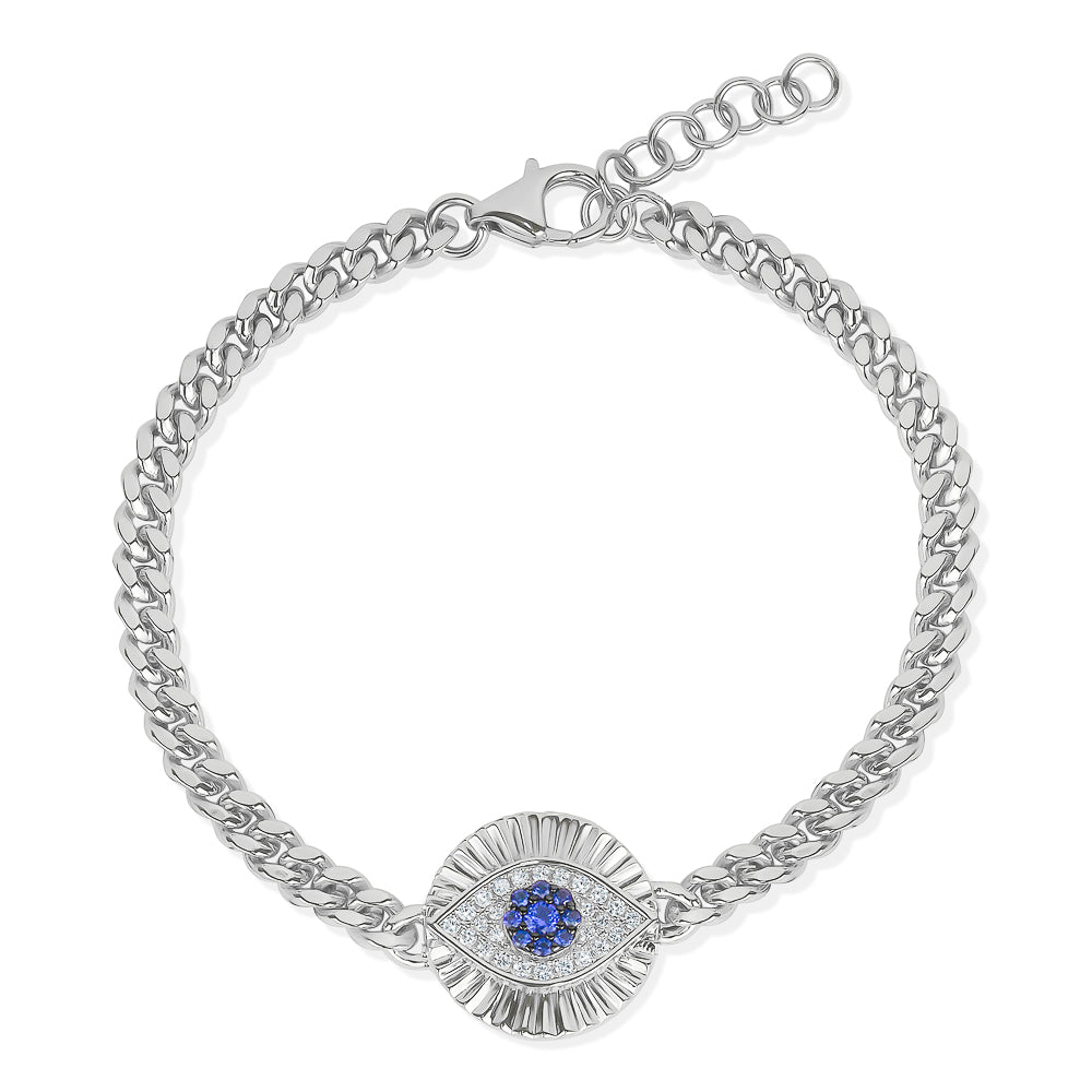 Evil Eye Disc Bracelet in White