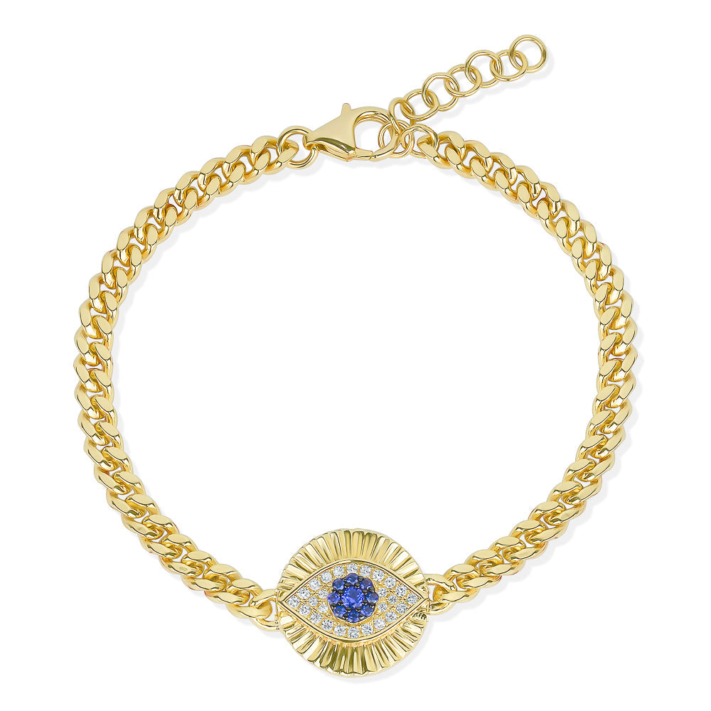 Evil Eye Disc Bracelet in Yellow