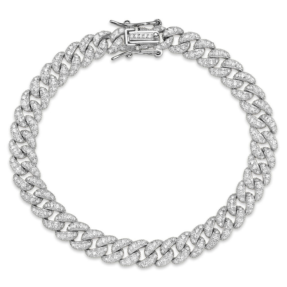 Fancy Cuban Link Bracelet in White