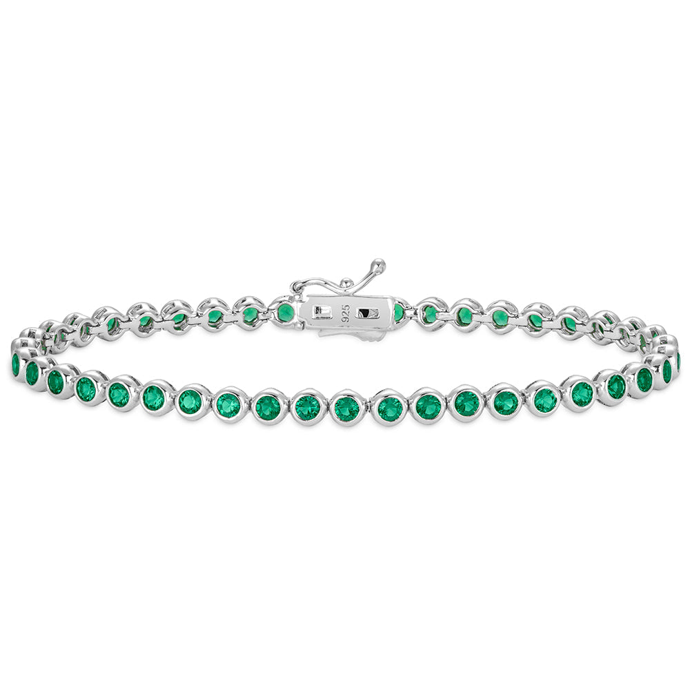 2.5mm Green Bezel Bracelet in White