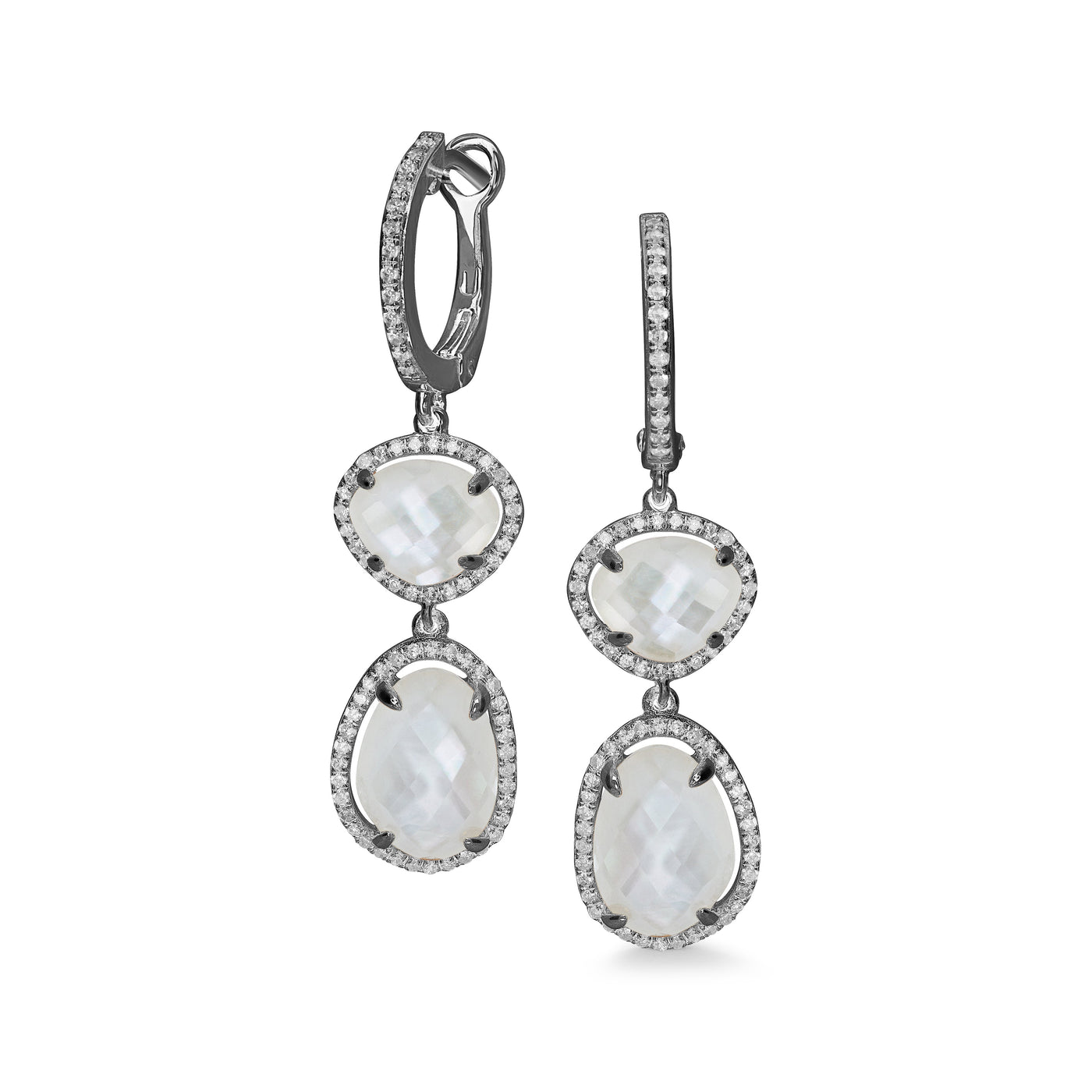 Asymmetric white topaz double drop - Miss Mimi