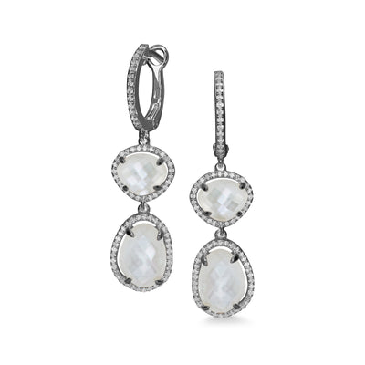 Asymmetric white topaz double drop - Miss Mimi