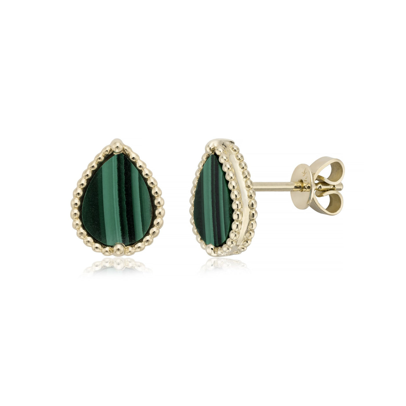 Beaded  pear malachite earrings