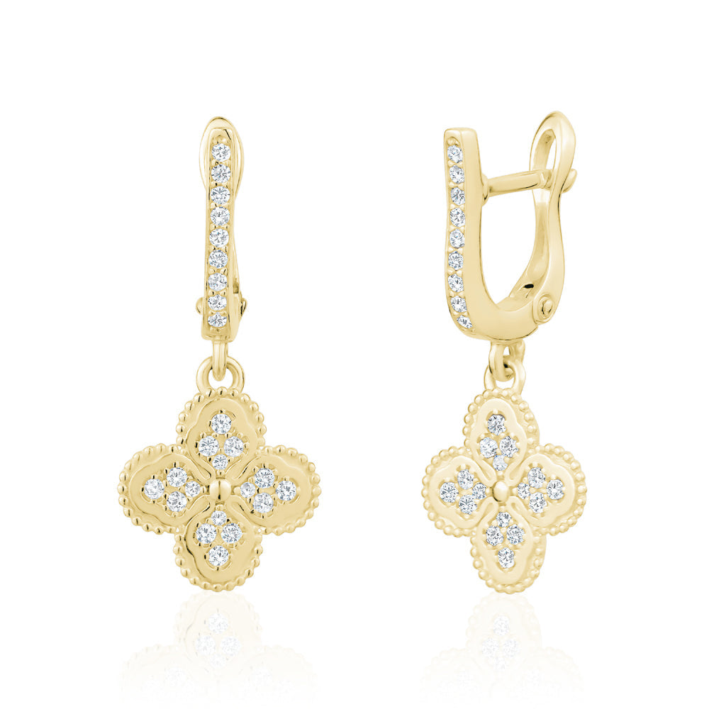 Heritage Clover Drop Earrings in Yellow