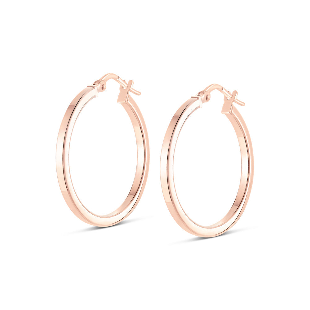 Medium Square Edge Hoops in Rose