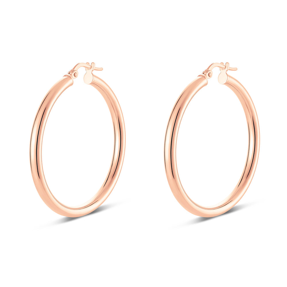 Medium Round Tube Hoops in Rose