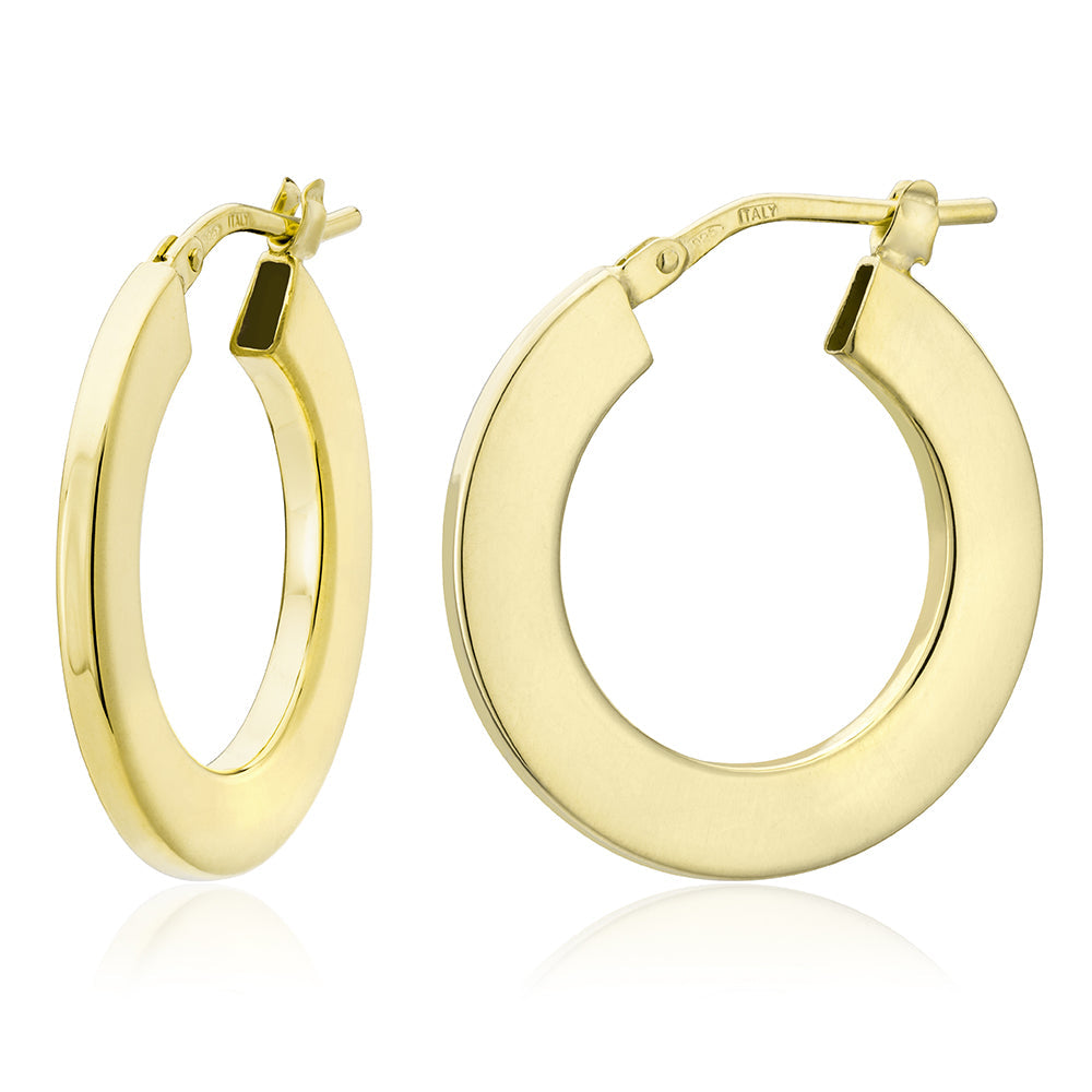 Medium Round Flat Tube Earrings in Yellow