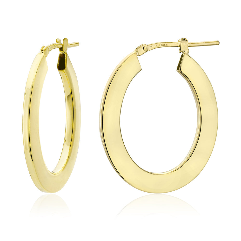 Medium Oval Flat Tube Earrings in Yellow