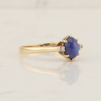 Yellow Gold Blue Sapphire Ring