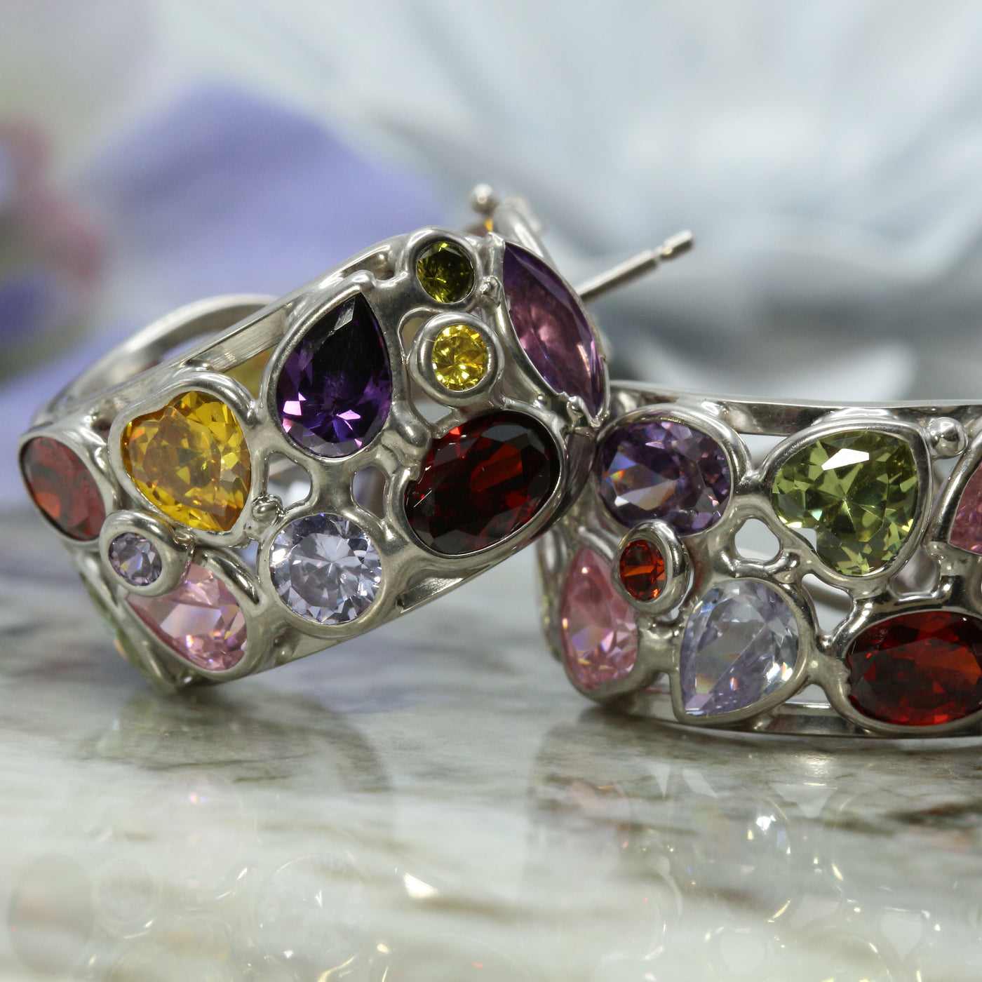 Multi Coloured Stone Earrings