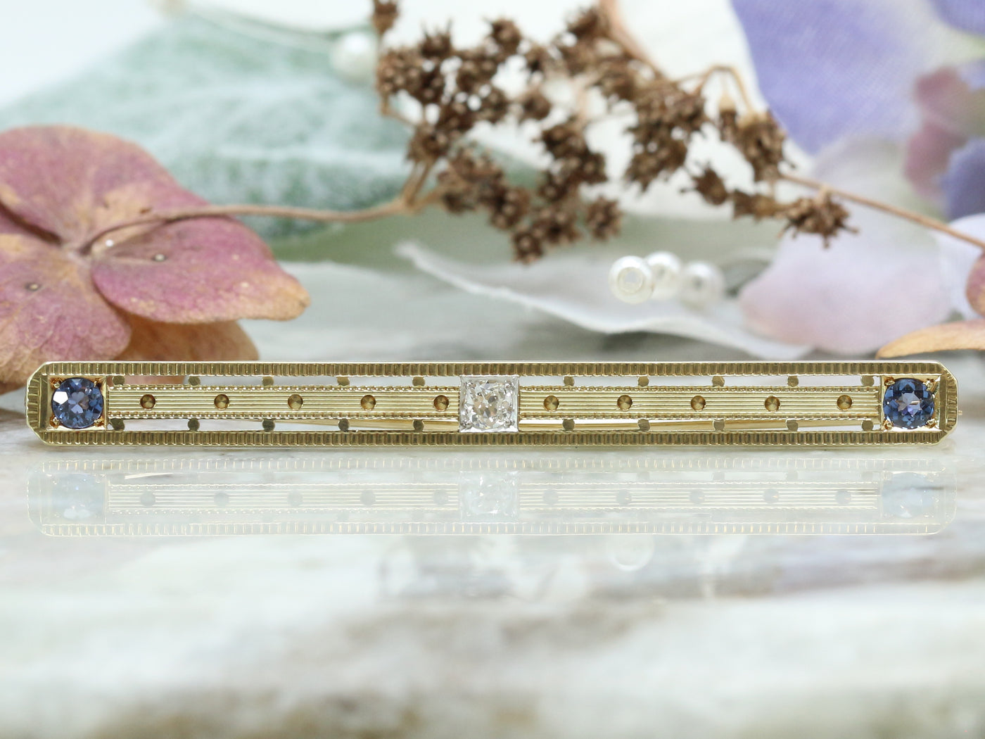 Diamond & Sapphire Bar Pin