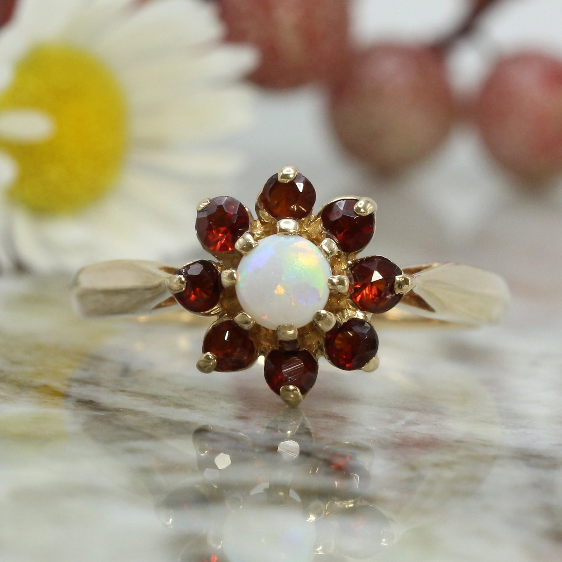 Vintage opal and hot sale garnet ring