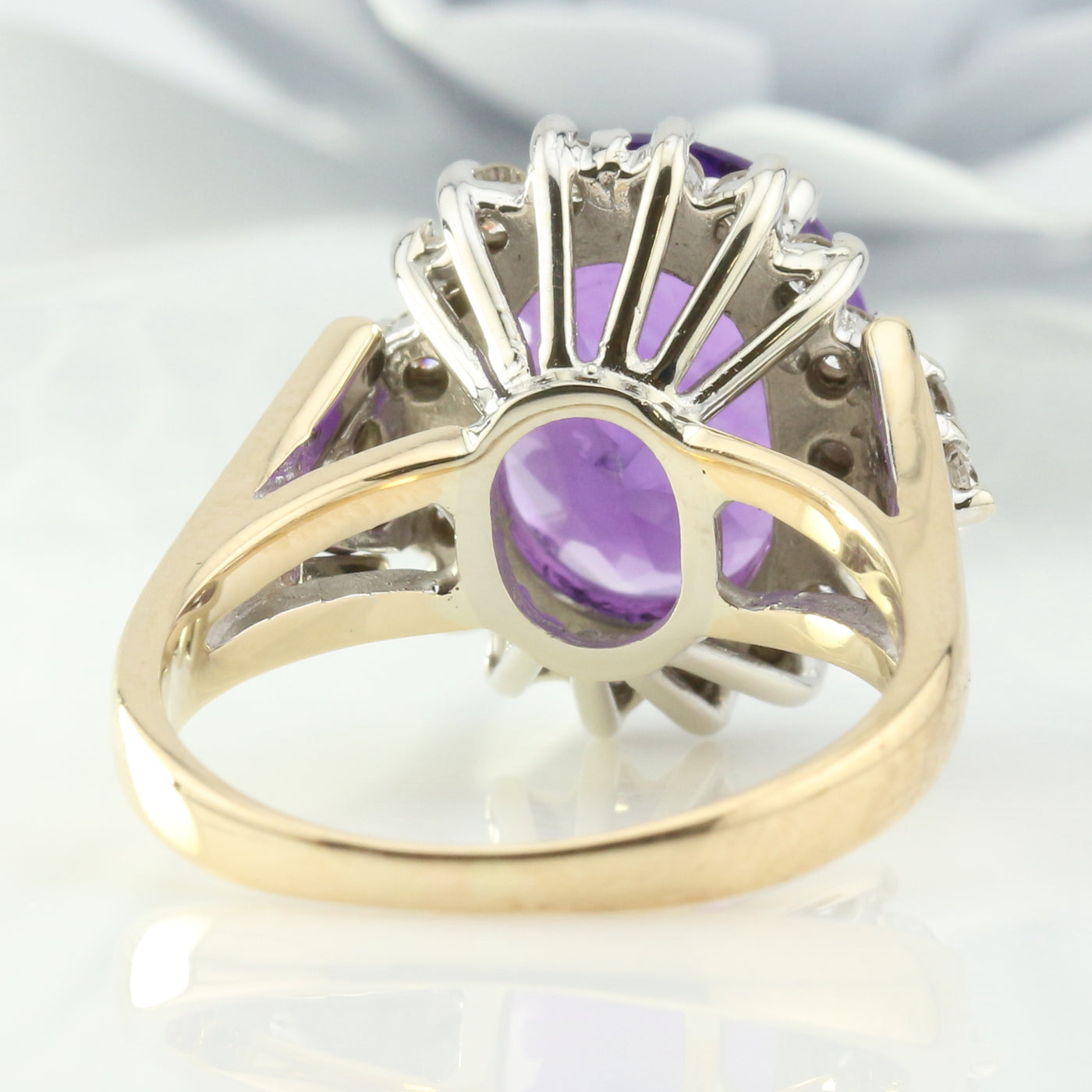 Amethyst & Diamond Halo Ring