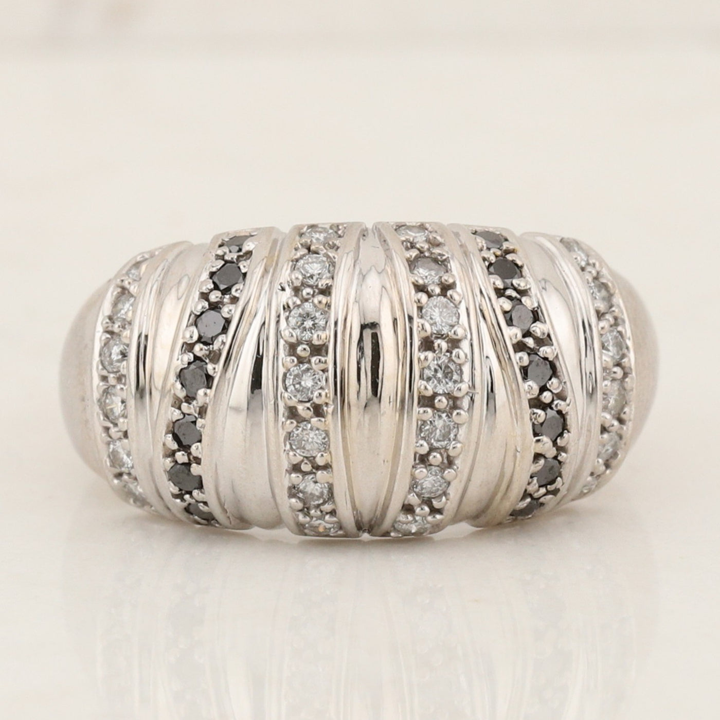 White and Black Diamond Ring