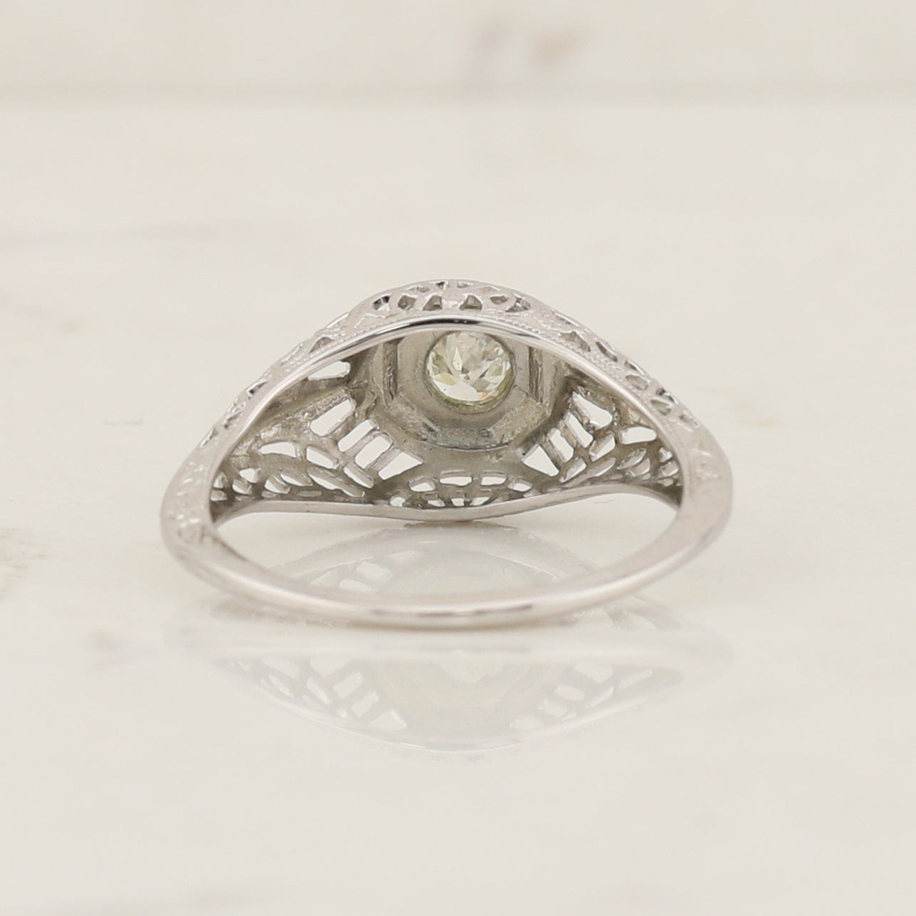 White Gold Art Deco Style Ring